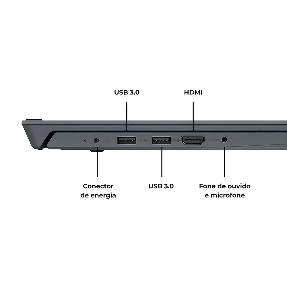 Notebook Positivo Vision C15 Lumina Bar Celeron, 4GB 128GB, Tela 15 Pol. HD Antirreflexo, Windows 11, Tecla Link - Cinza