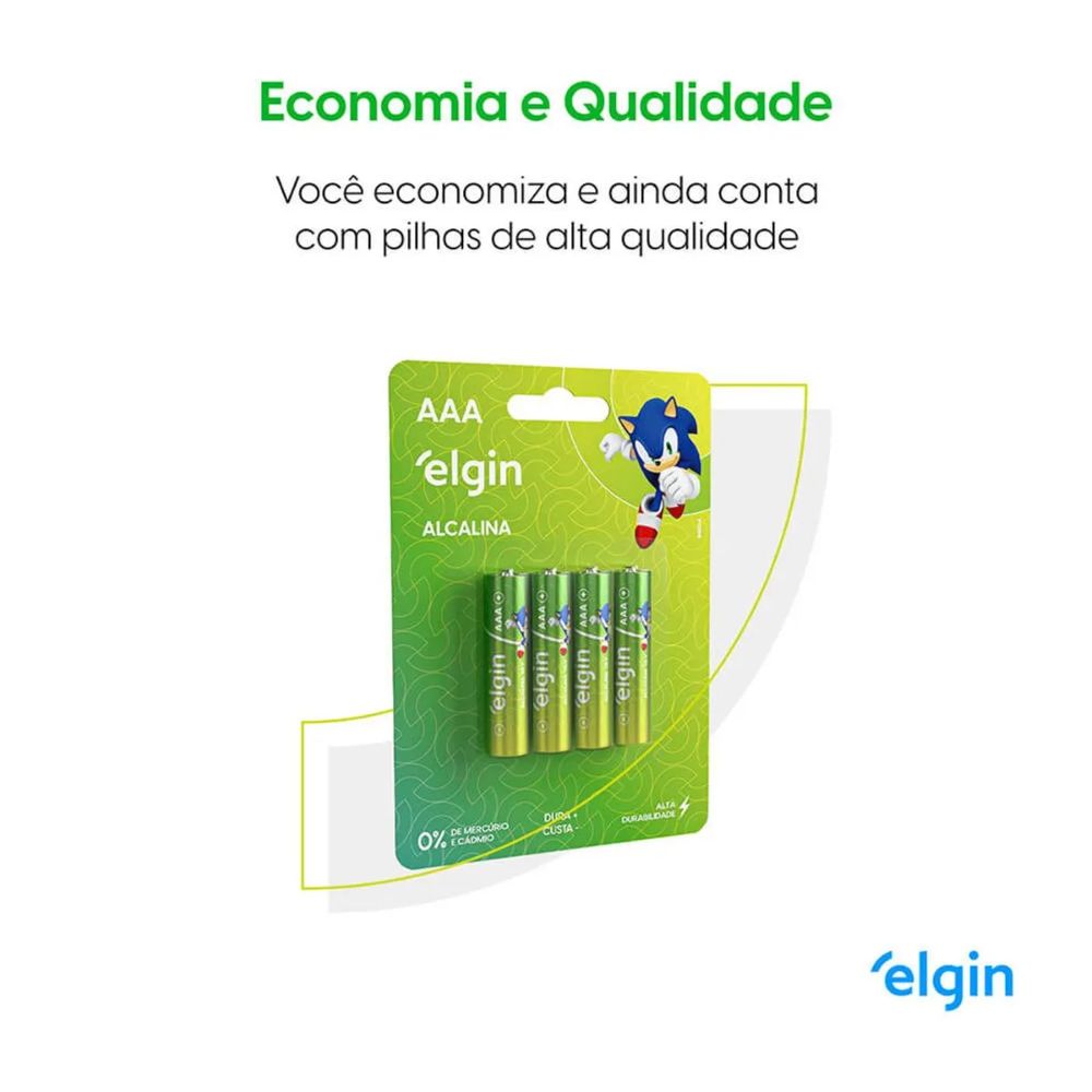 Pilha Alcalina AAA 1,5V -Blister Com 4 Unidades Elgin ELE000000082155