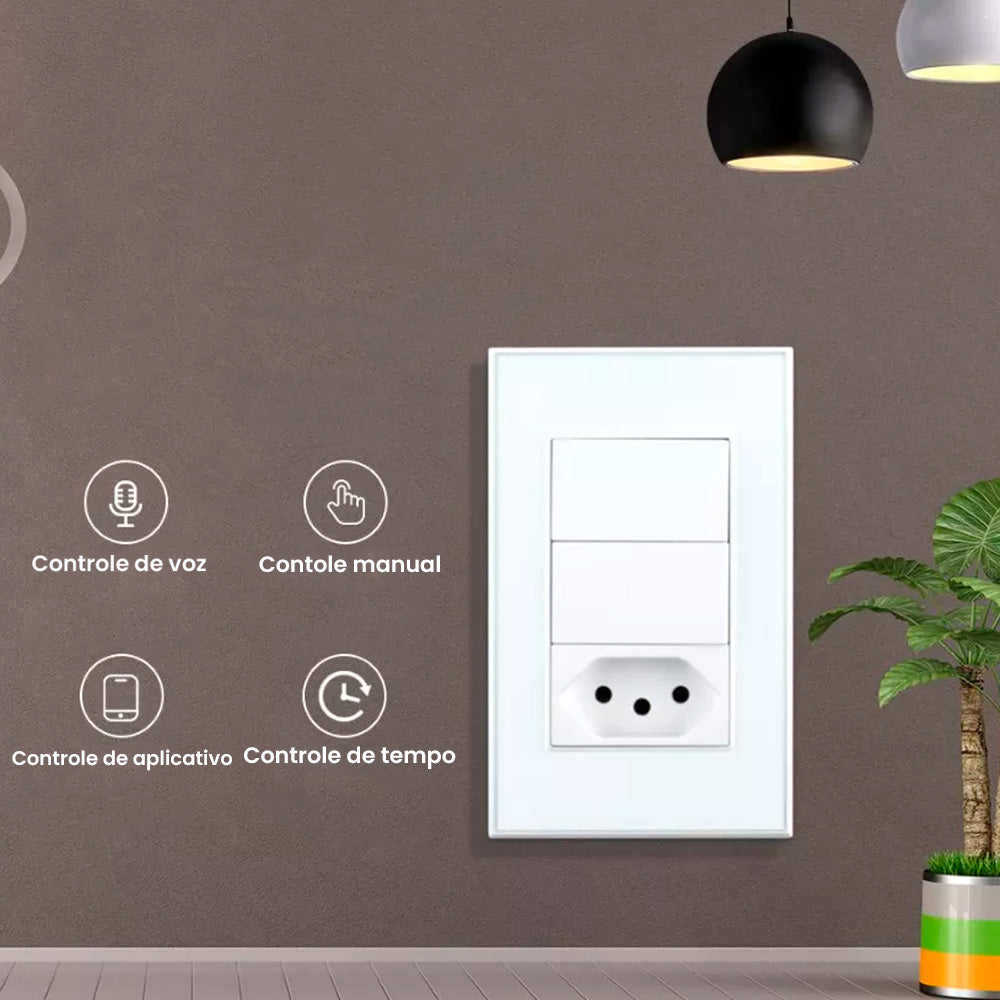 Interruptor Inteligente Zemismart, 2 Botões, Tomada 10A, Zigbee 3.0, Compatível Com Alexa, Google Home - TB25, Branco