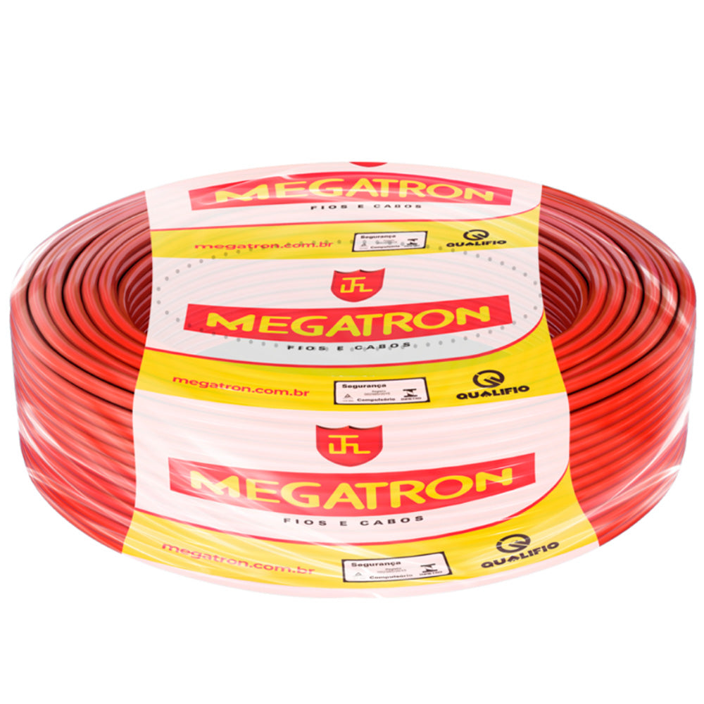 Rolo 100 Metros Cabo de Energia Flexível 10mm, 750V, CL4, Megatron, Vermelho