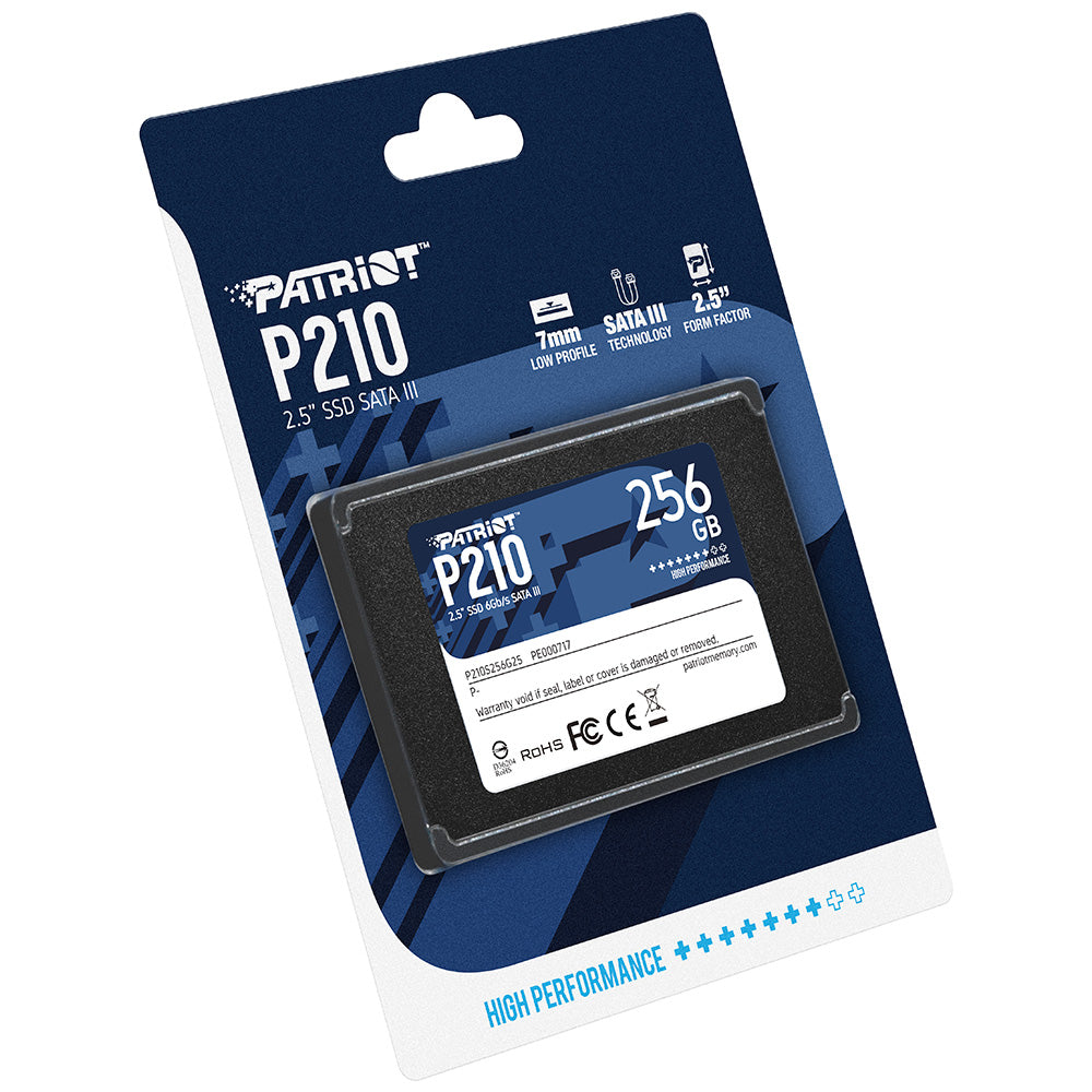 SSD Patriot 256GB, P210, Sata III 6GB/s, Leitura 500MB/s, Gravacao 400MB/s, P210S256G25