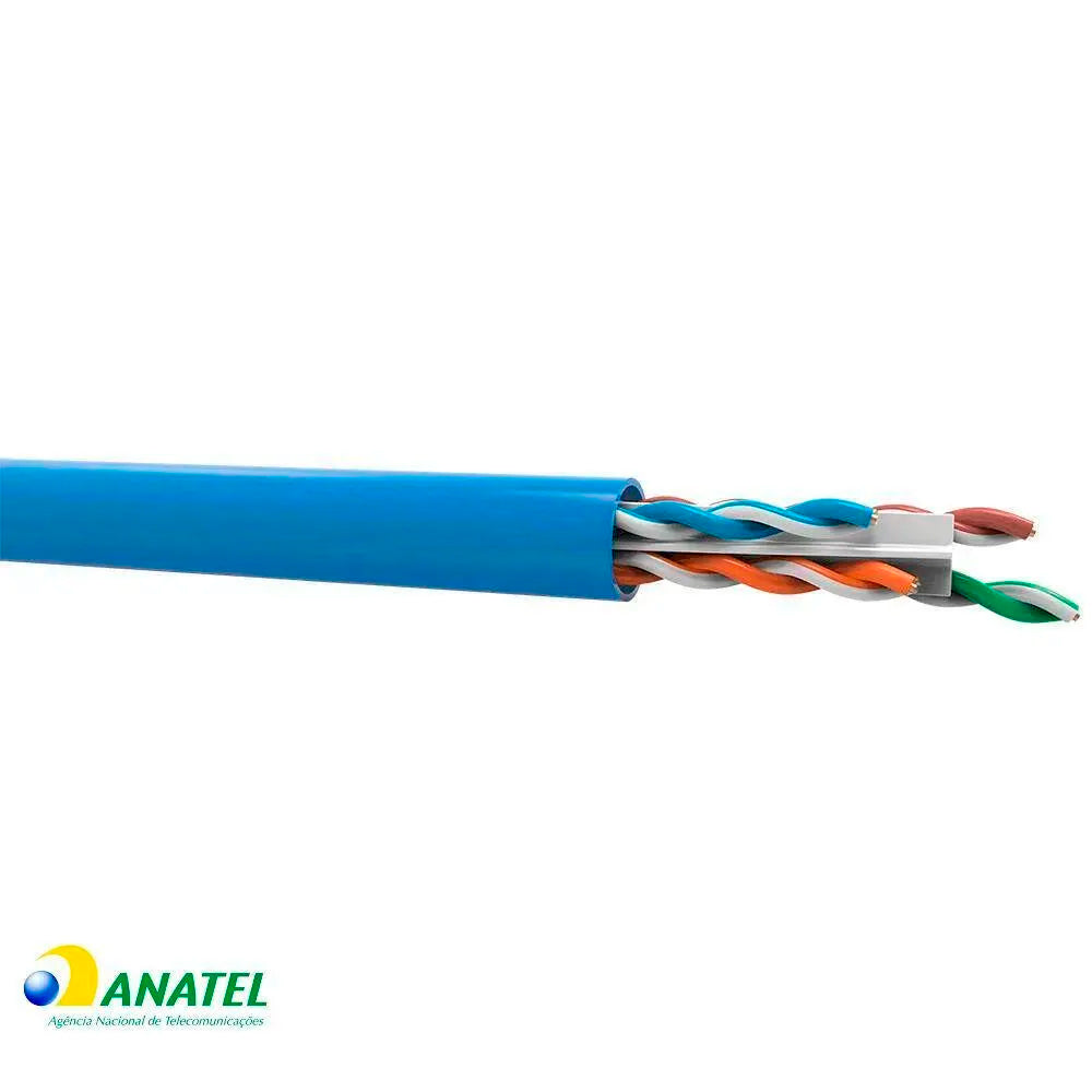 Caixa de Cabo de Rede 305m UTP CAT6 4P Intelbras IMPACT GIGA IG6CAZ Azul, 23 AWG, PVC CMX, 100% Cobre