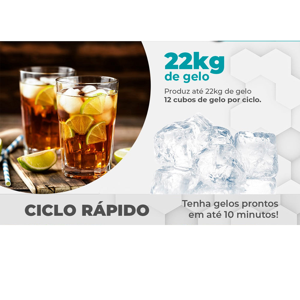 Maquina de Gelo Philco PMG02T Capacidade 22kg - Prata