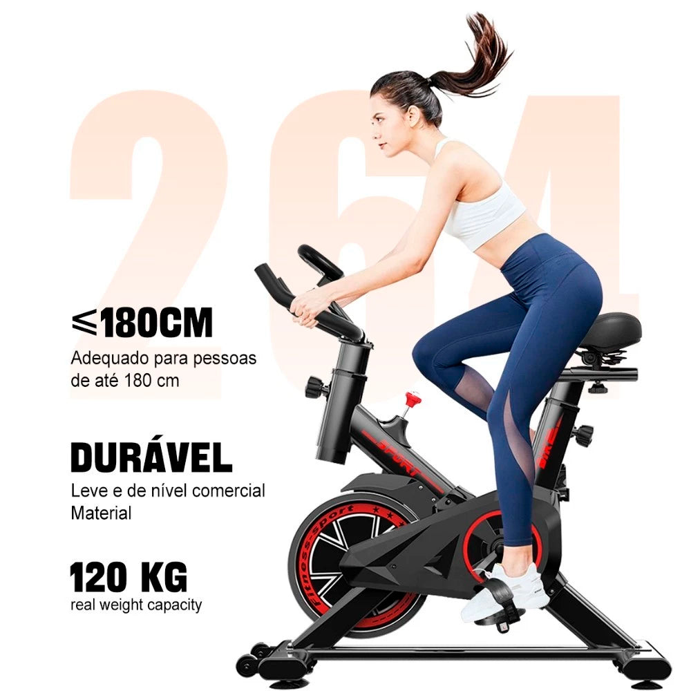 Bicicleta Ergométrica Silenciosa Nakasaki NK7102P Vertical, Modelo Fitneess Spinning Profissional 120kg - Preto