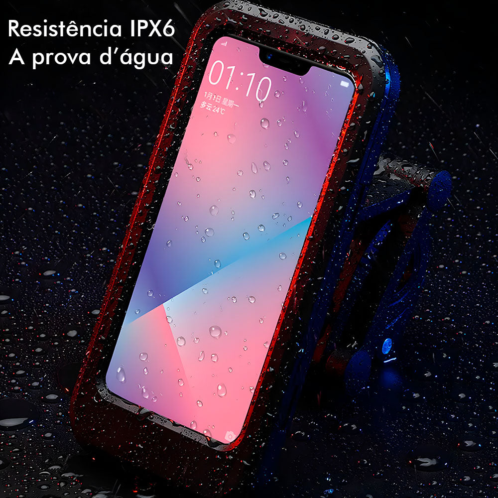 Suporte Para Celular, Impermeável, Para Bicicleta e Moto, Com Articulação e Rotação 360º - Preto