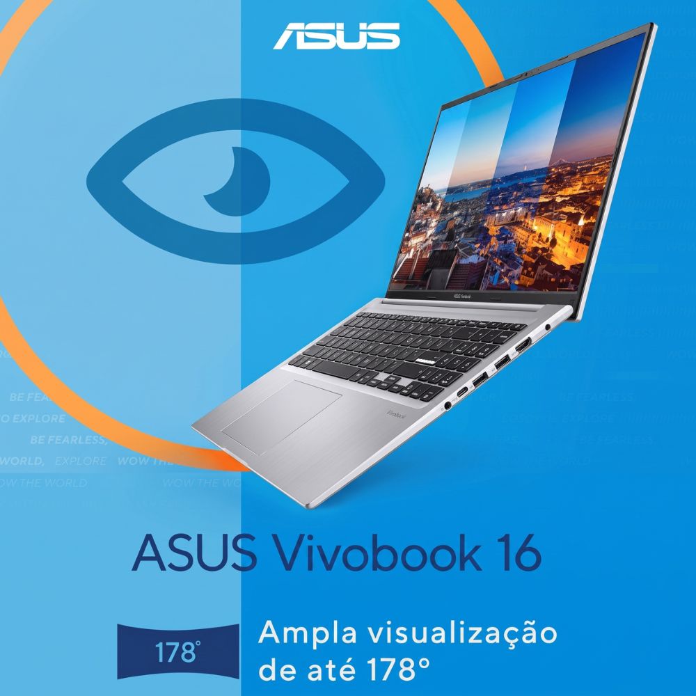 Notebook ASUS Vivobook 16 X1605VA Intel Core i7 1355U 8Gb Ram 512Gb SSD Linux KeepOS Tela 16” IPS FHD Silver - MB742