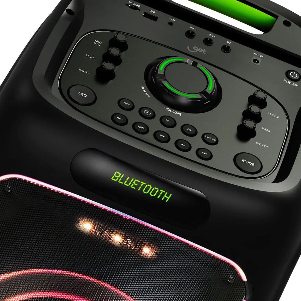 Caixa De Som Amplificada Bluetooth TWS Get Evoke 2001, 2000W RMS