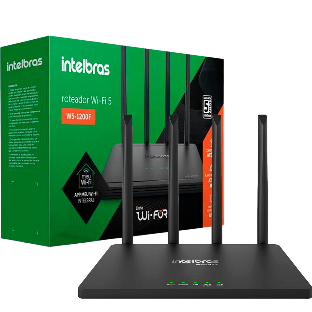 Roteador Intelbras Wi-Force W5-1200F, 1200Mbps, Dual Band, 4 Antenas - Preto