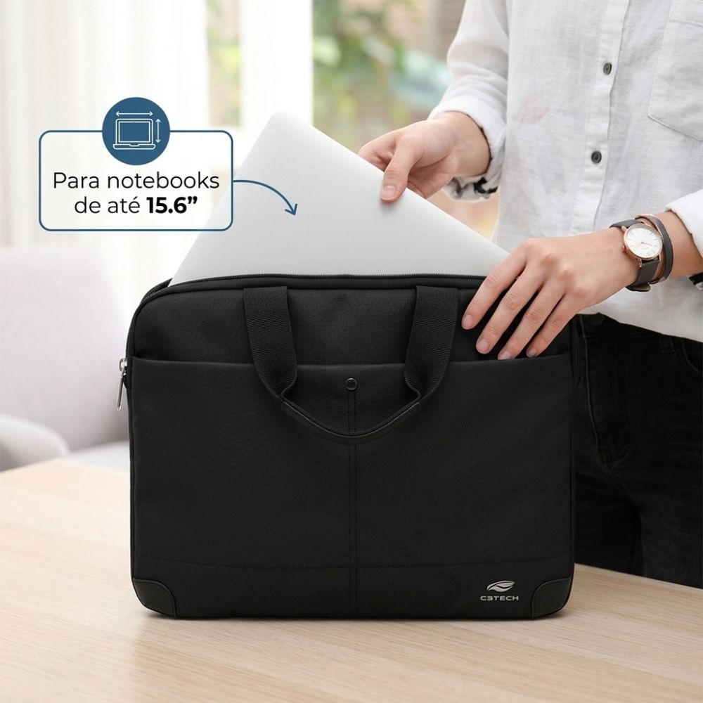 Maleta para Notebook 15.6 C3Tech ML-50BK Bolsa Case Almofadada Preta