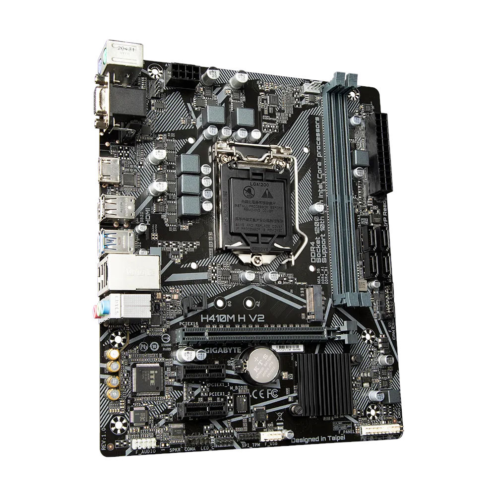 Placa-mãe Gigabyte H410M H V2, Micro ATX, Socket LGA 1200, 2x DDR4 até 2933 MHz, HDMI, D-Sub, M.2, USB 3.2, Chipset H410