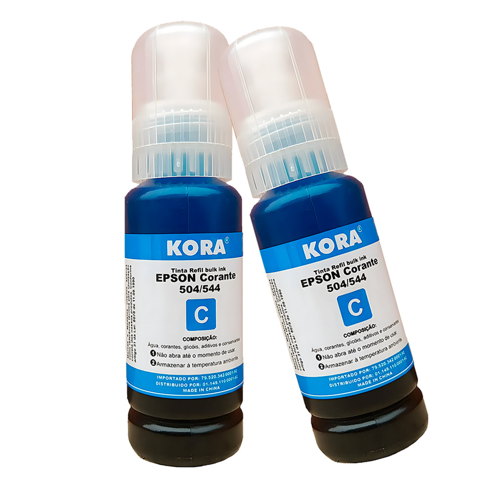 Refil de Tinta Epson Corante 504/544 Ciano 70ML Masterprint Para Ecotank L4150 / L4160 / L4260 / L6171 / L6161 / L61