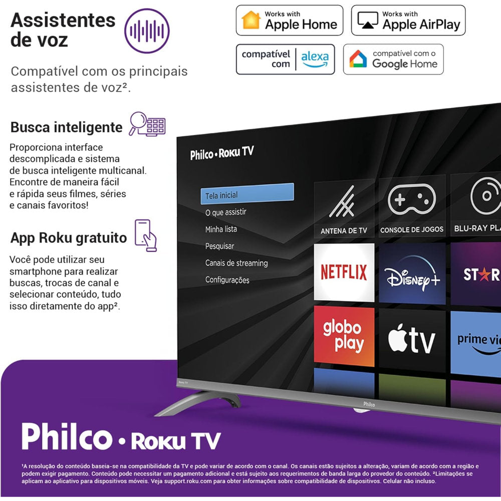 Smart TV 32" Philco Roku P32CRA HD Wi-Fi Dual Band Dolby Audio Borda Infinita