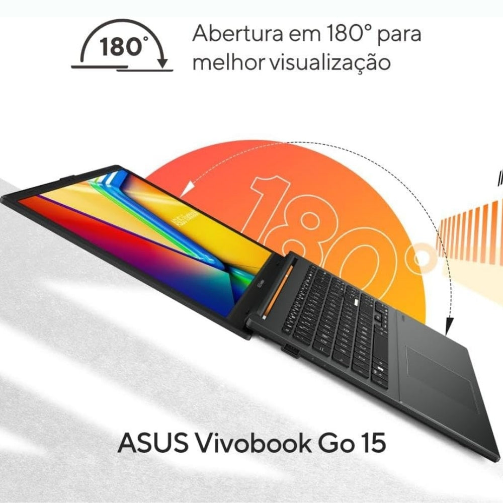 Notebook ASUS VivoBook Go 15, AMD RYZEN 5 7520U, 8GB, 256GB SSD, KeepOS, Tela 15,6" FHD, Mixed Black - E1504FA-NJ731