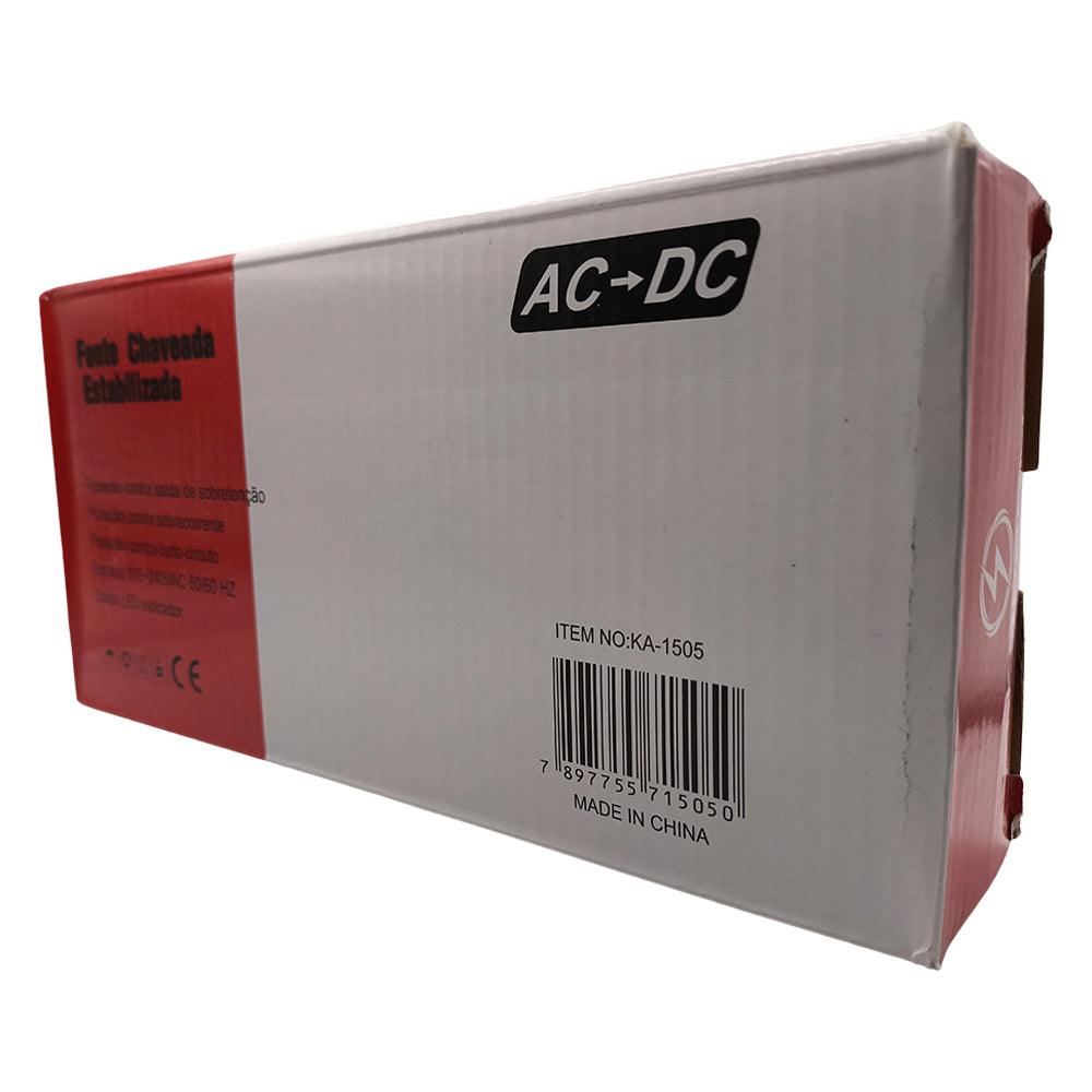 Fonte Chaveada Estabilizada, Potência 12V, 20A, 240W, Kapbom, AC-DC, KA-1505