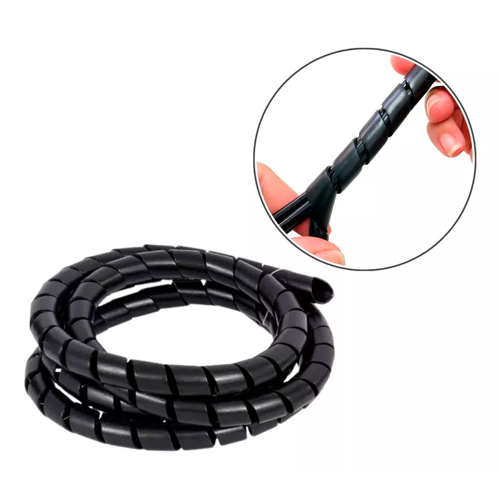 Organizador Espiral Para Cabos E Fios, Diametro 19mm X 2 Metros - Preto
