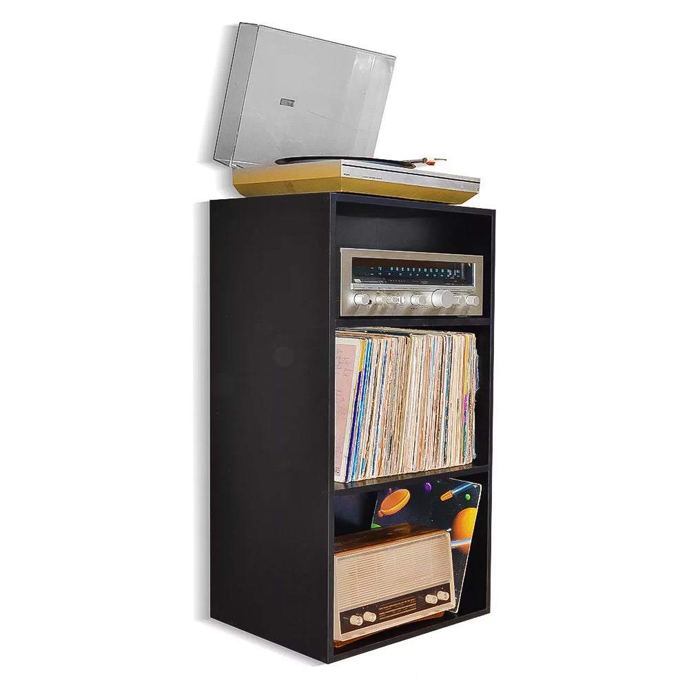 Estante Para Discos LP Vinil Retrô Preto - Pabimi