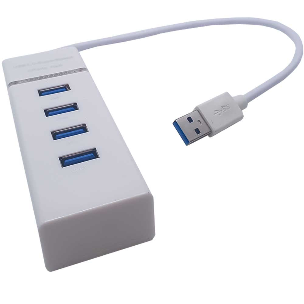 HUB USB 3.0 4 Portas Super Speed 5GBps Slim com Indicador LED Branco - PEI-H303