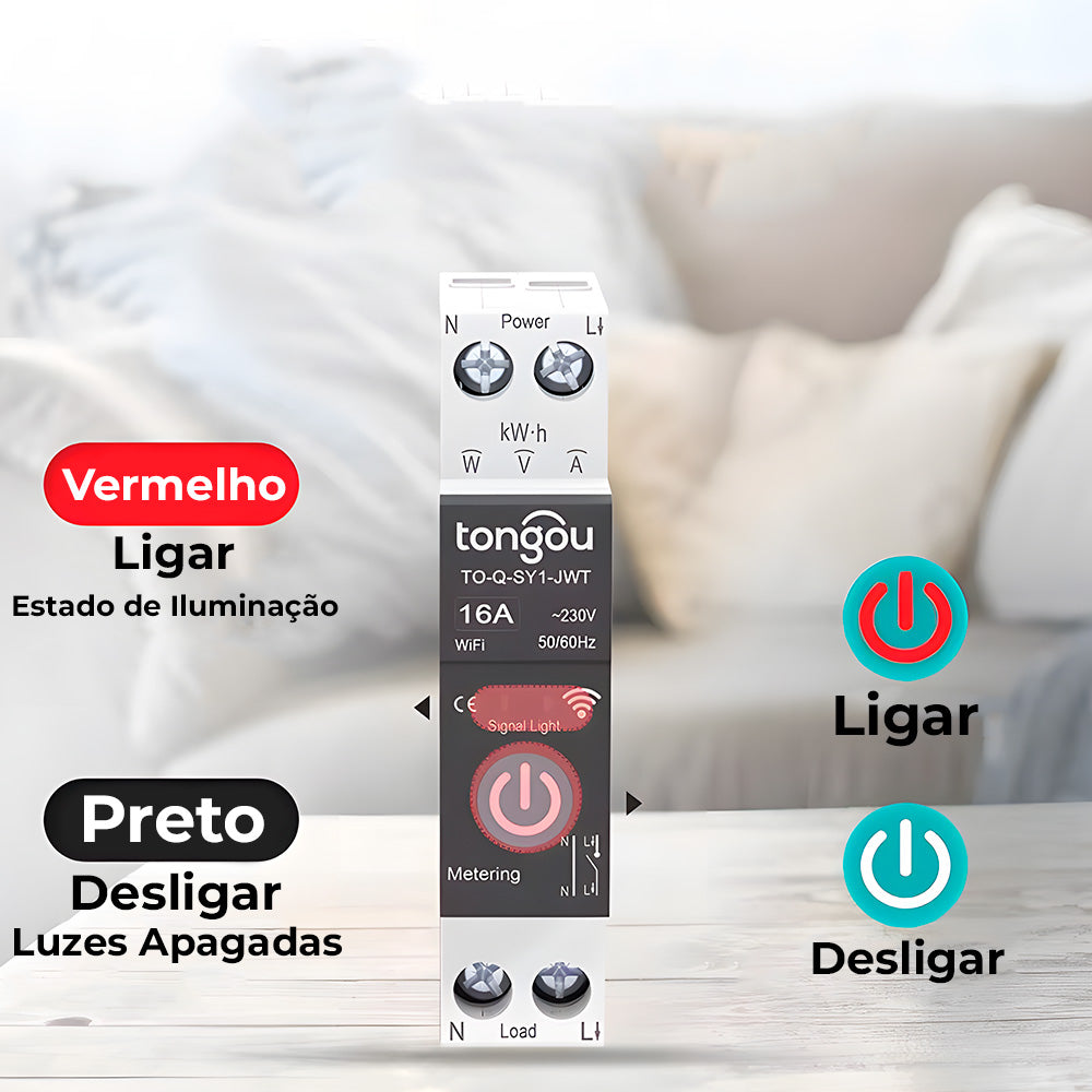Disjuntor Inteligente Wi-Fi 40A, Compativel Com Google Assistant e Alexa, Tongou - Preto