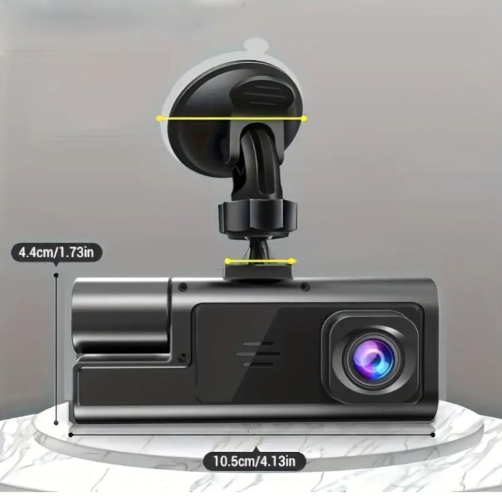 Câmera Dash Veicular Frontal Full HD 1080P Interna 720P Visão Noturna, Ângulo Amplo 170 Graus, D53S, Preto