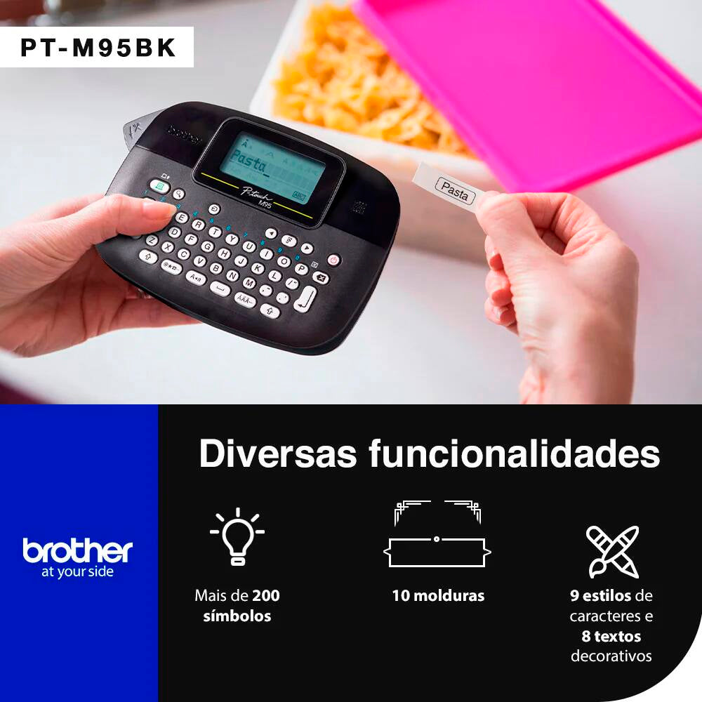 Rotulador Eletrônico Portátil, Brother PT-M95BK, Preto, Com 3 Fitas M231