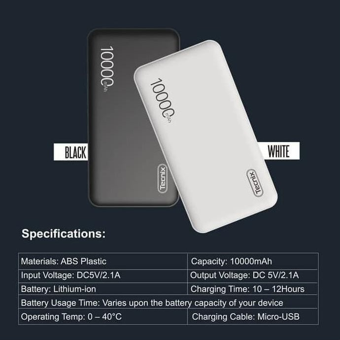 Carregador Portátil 10000mah Tecnix Pwb-1006