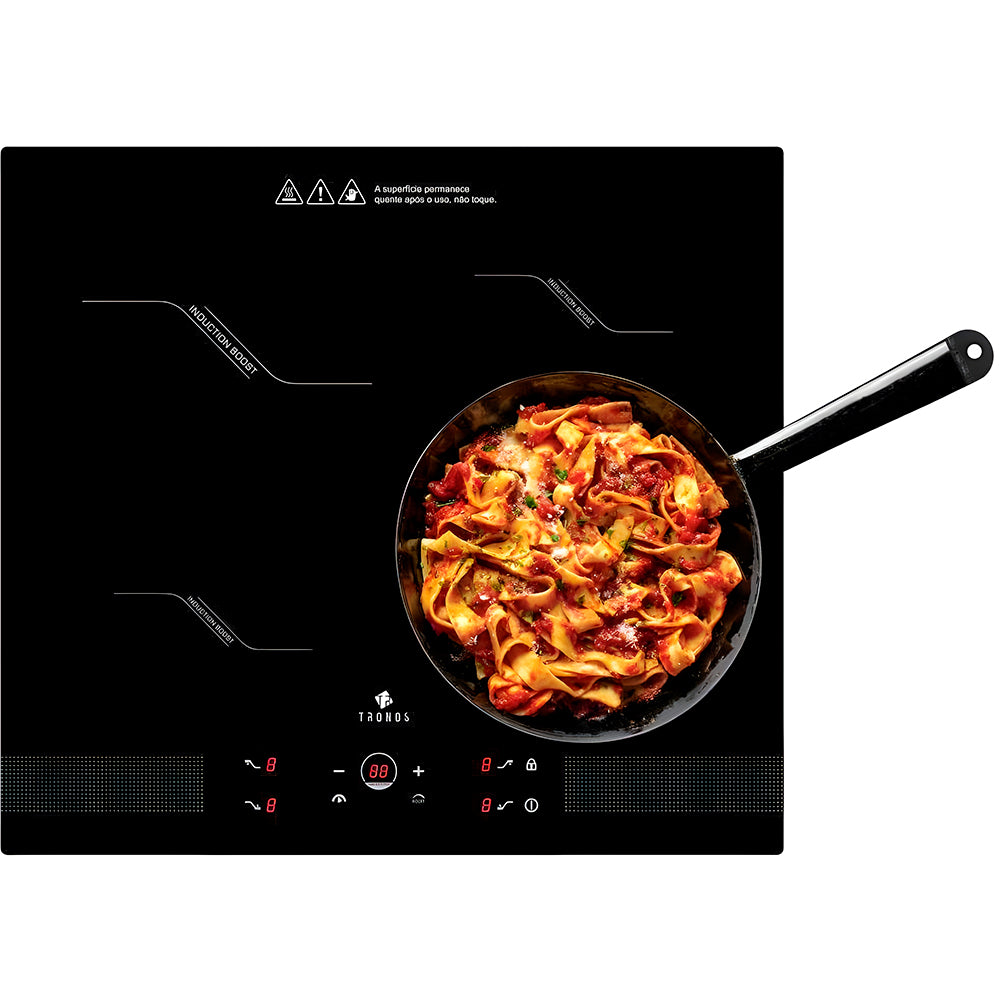 Fogão Cooktop De Indução 4 Bocas Tronos IF7010B1, Mesa Vitrocêramica, Painel Touch Com Timer, 9 Níveis Power Boost, 220v