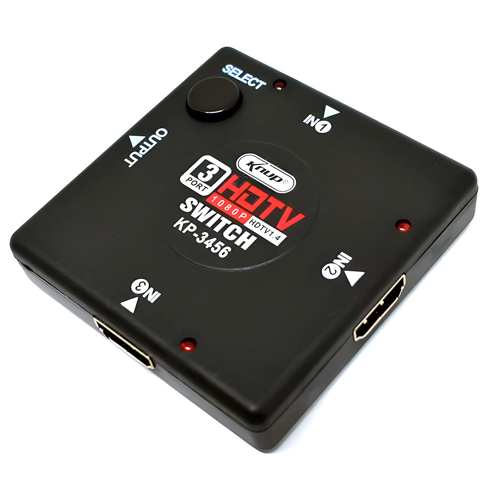Adaptador HDMI Switch 3 Entradas Para 1 Saída, Suporta Full HD, Knup KP-3456