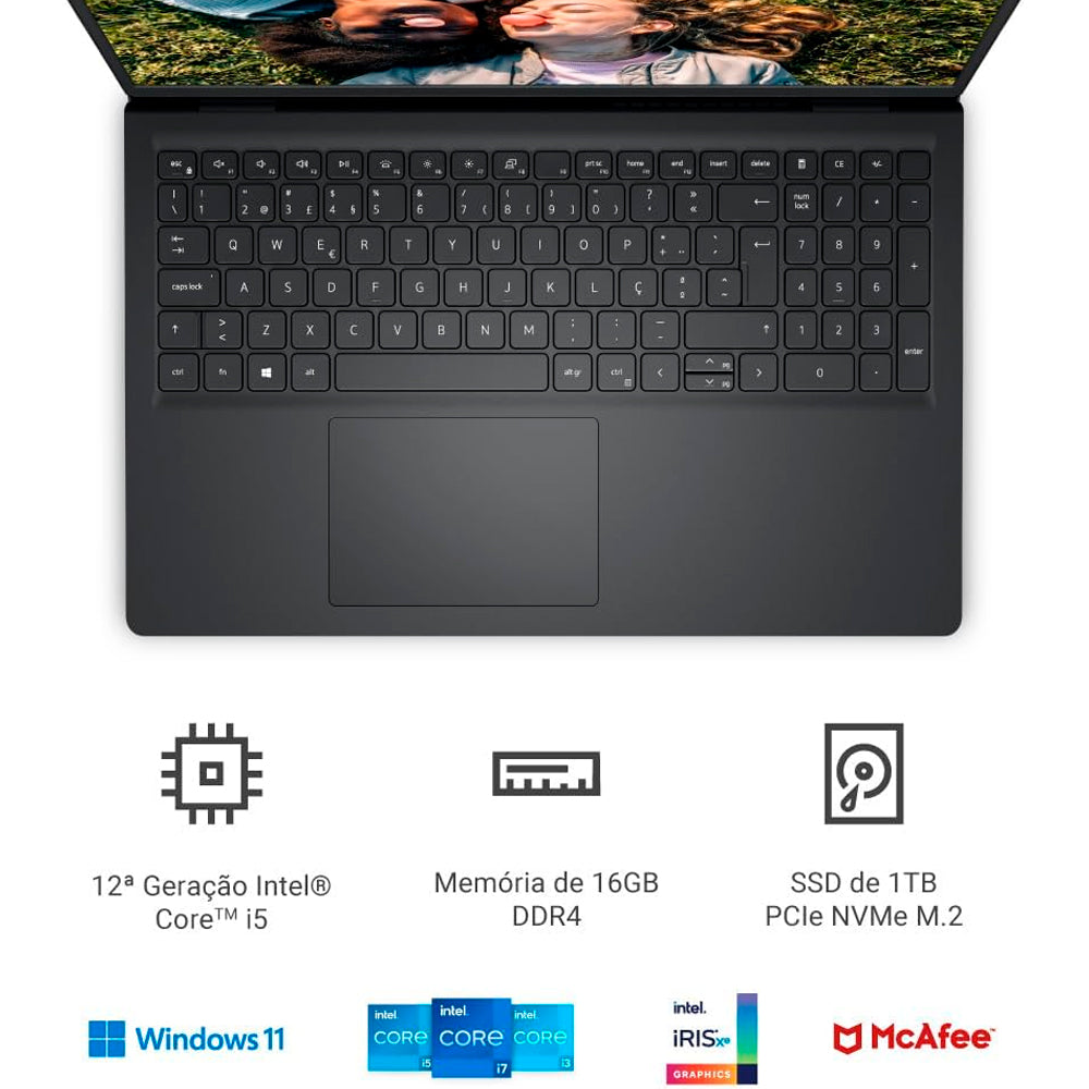 Notebook Dell Inspiron 15 Intel Core i5-1235U, RAM 16GB, SSD 1TB, Tela 15.6" FHD, Windows 11, Preto - I15-I120K-A35P