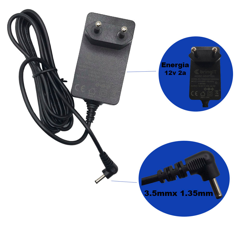 Fonte Para Notebook Compatível Com Compaq, Legacy , Ultra , Positivo DUO 12v 2a Pino 3.5mmx 1.35mm, Bringt