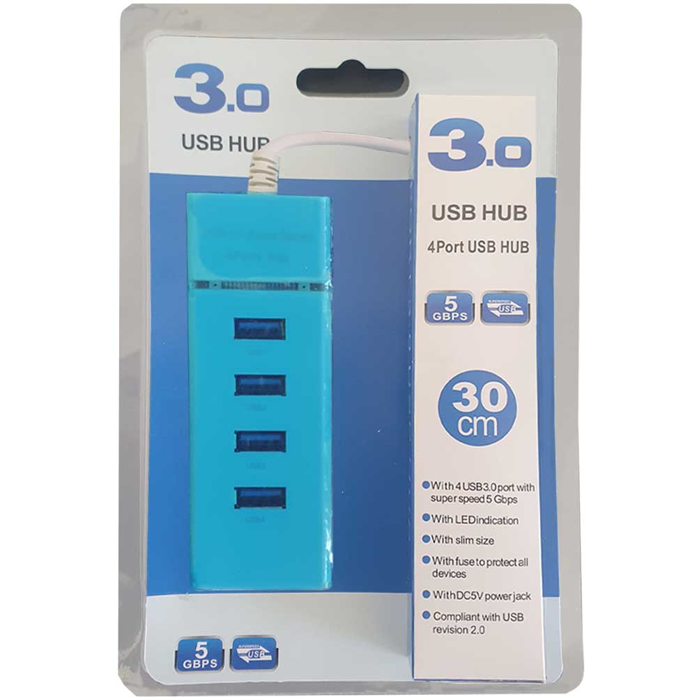 HUB USB 3.0 4 Portas Super Speed 5GBps Slim com Indicador LED Branco - PEI-H303