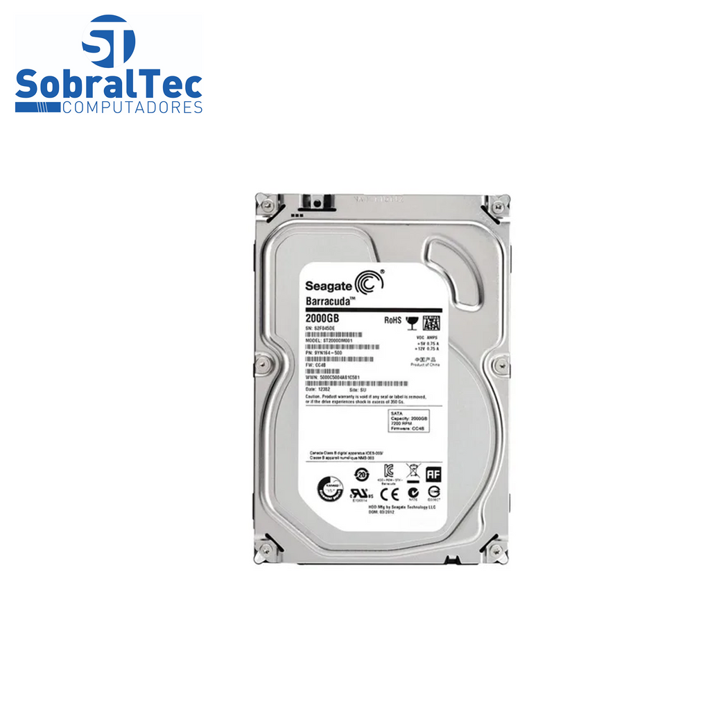 HD Interno Desktop 2TB Seagate ST2000DM001 Barracuda