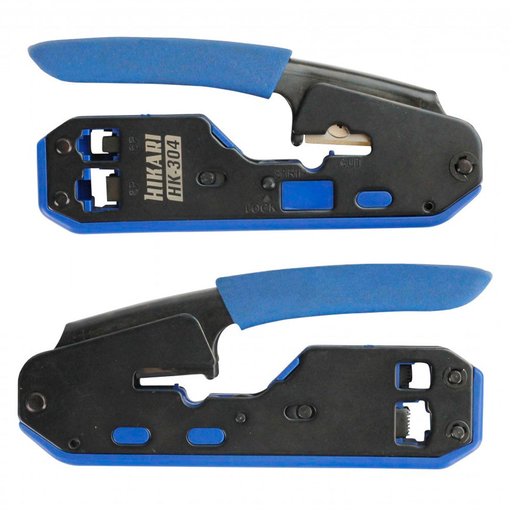 Alicate de Crimpar Rede RJ11 - RJ12 - RJ45 - Crimpa / Decapa / Corta - Hikari HK-304