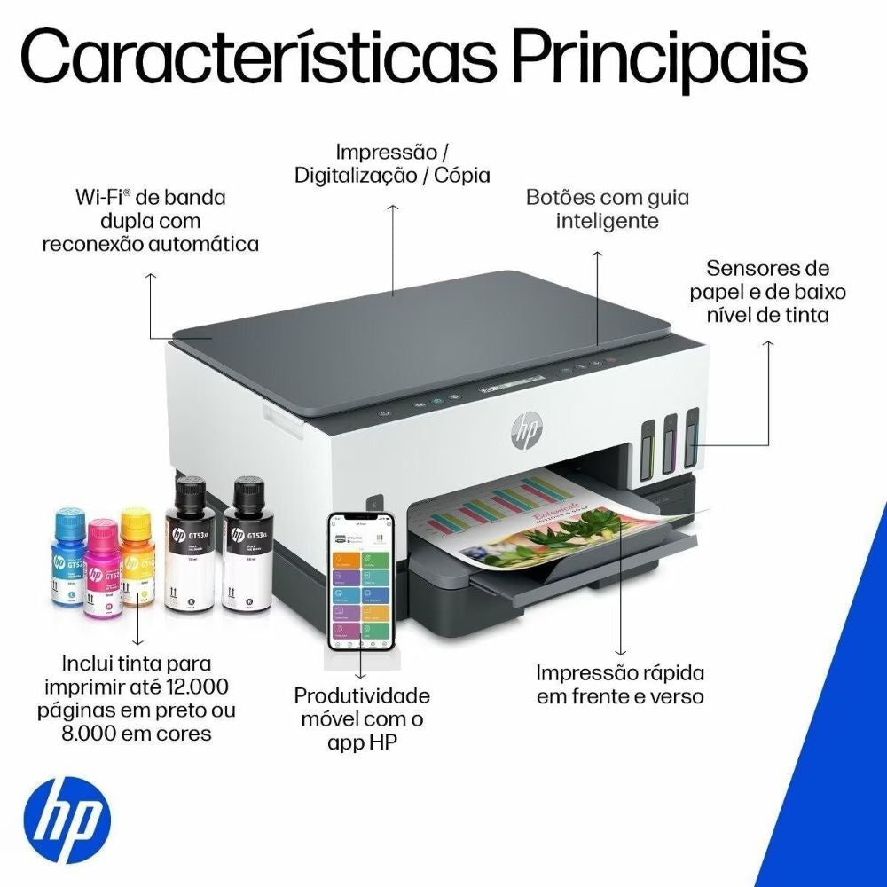 Impressora Multifuncional HP Smart Tank 724, Colorida, USB, Wi-fi, Bluetooth (2G9Q2A)  - Bivolt
