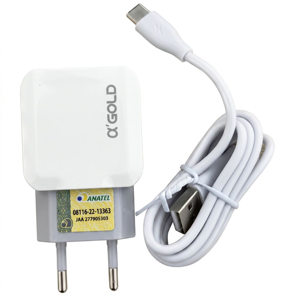 Carregador de Celular Rápido USB-C 4.1A 2 Entradas USB CA16-3 - Branco
