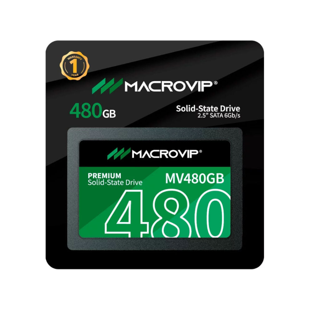 SSD Macrovip Premium 480GB 2.5" SATA III 6Gb/s, Leitura até 520MB/s, Gravação até 450MB/s – MV480GB