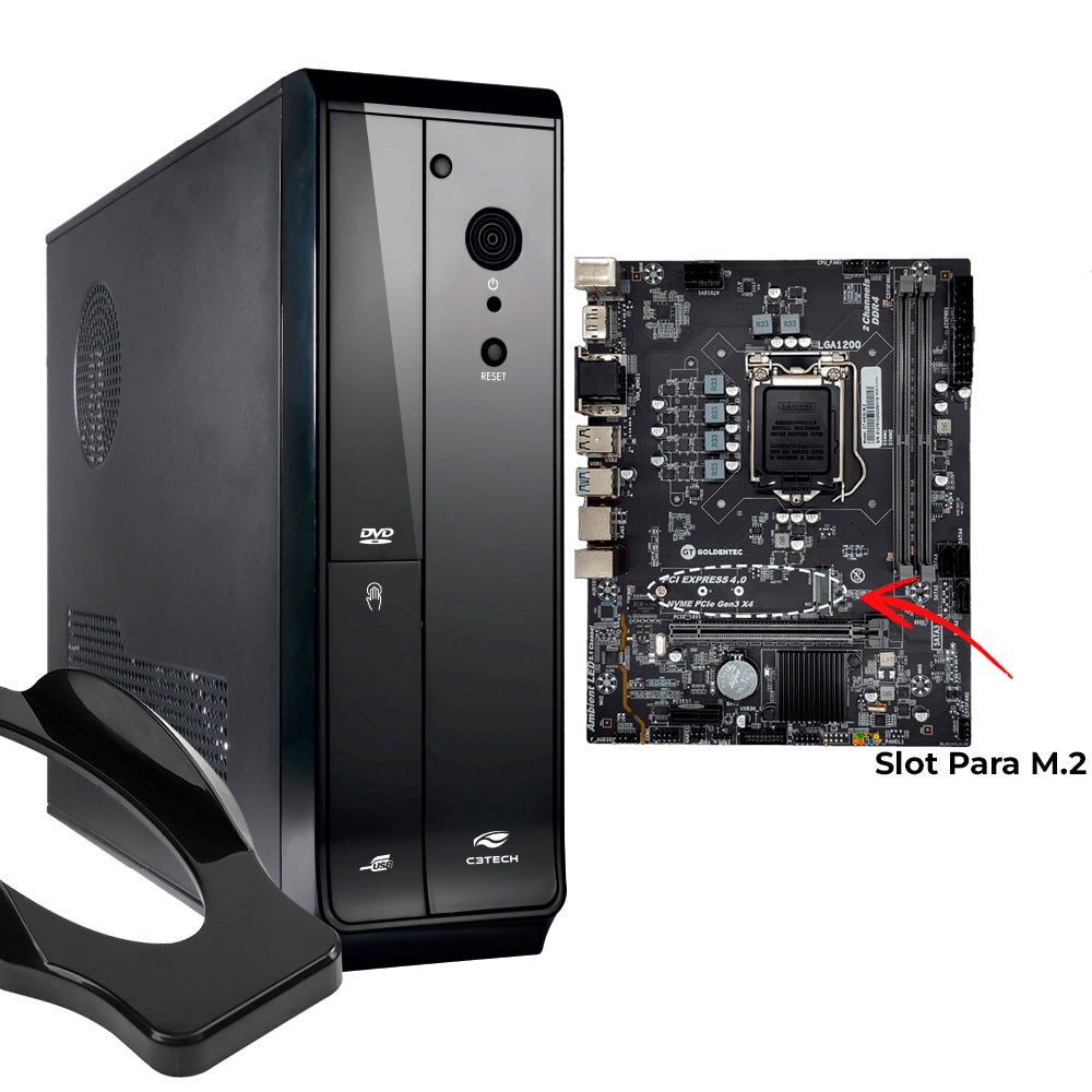 Computador Core I5-10400F, RAM 8GB DDR4, SSD 480, GT-H510 M2, Rede Gigabit, Placa de Vídeo 1GB, Gab Slim, Windows 11