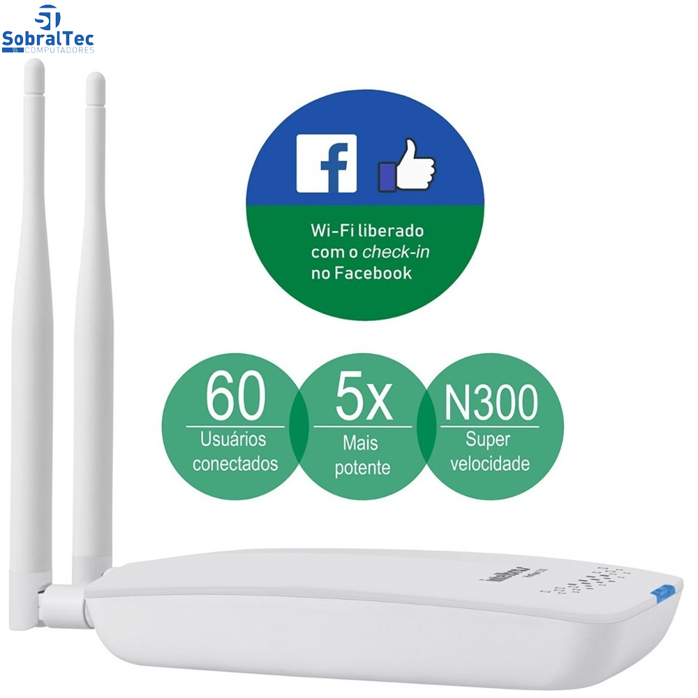 Roteador Wireless 300Mbps Intelbras Hotspot 300 Com Chek-in No Facebook