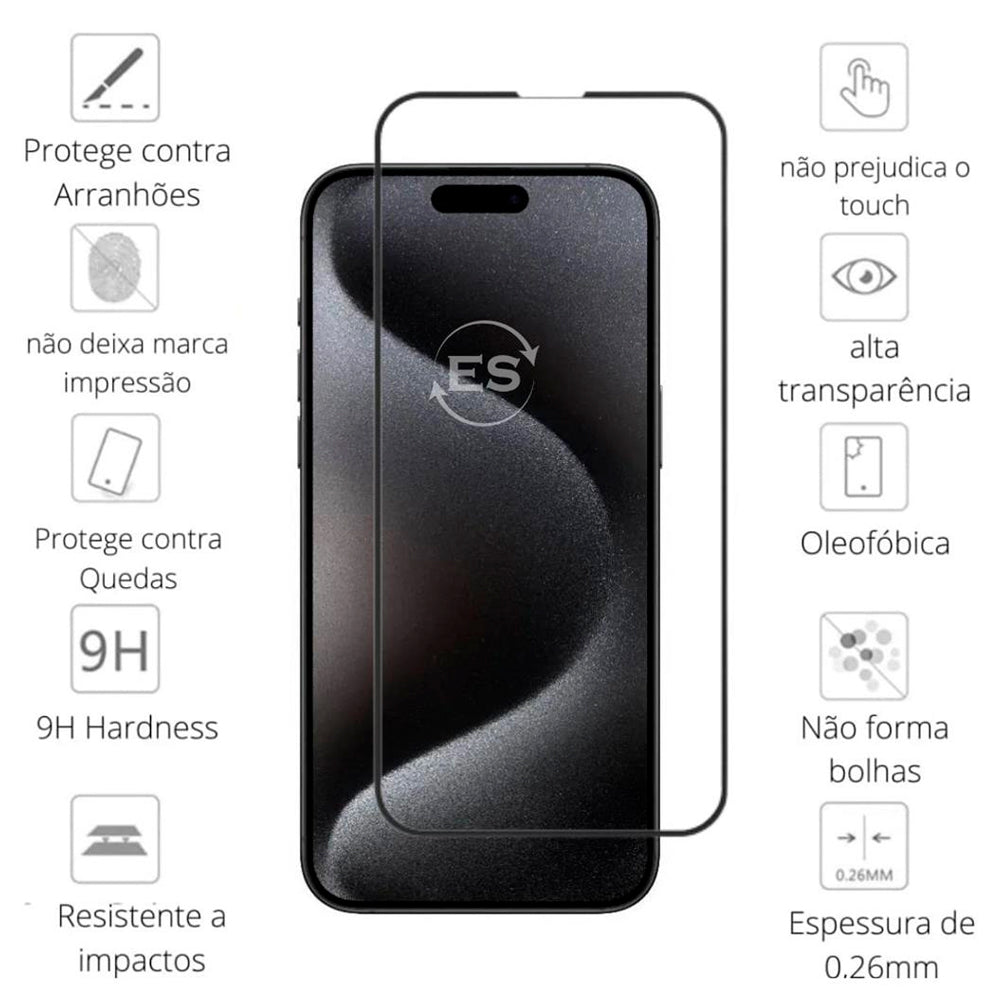 Pelicula Protetora de Tela, 3D, Para iPhone 15 Pro Max