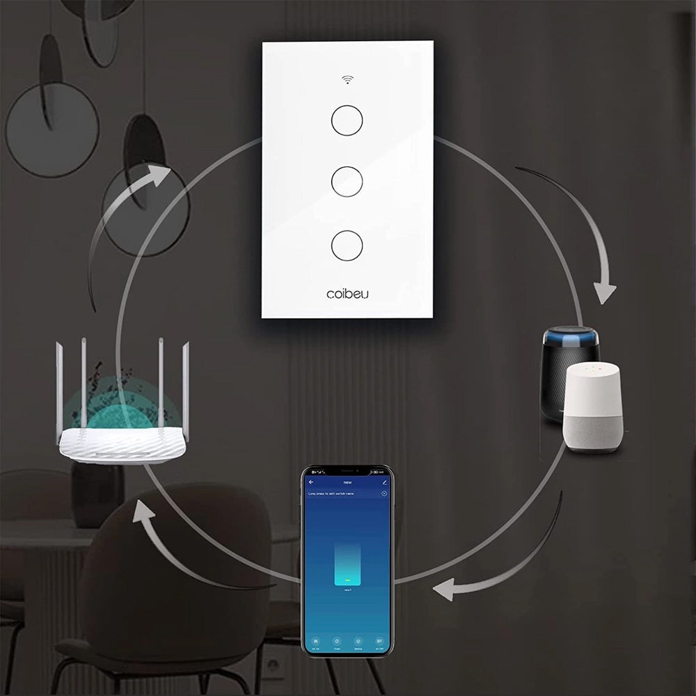 Interruptor Inteligente Wi-Fi Coibeu Touch 3 Teclas Mb303