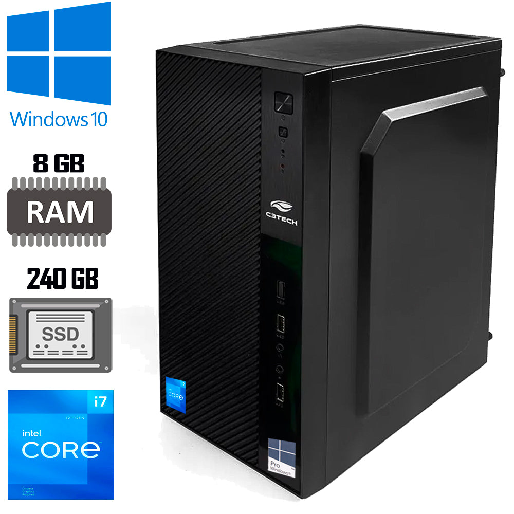 Computador i7 10700F 8GB DDR4 Ram- SSD 240GB - Placa de Video 2GB DDR4- Teclado Mouse e MousePad Windows 10 Pro