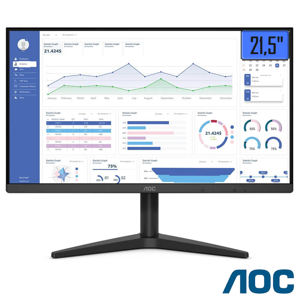 Computador Completo i5 10400-Ram 16GB DDR4-SSD 1TB-Fonte 500W, Gab ATX+Monitor AOC 21.5 LED+ Teclado e Mouse