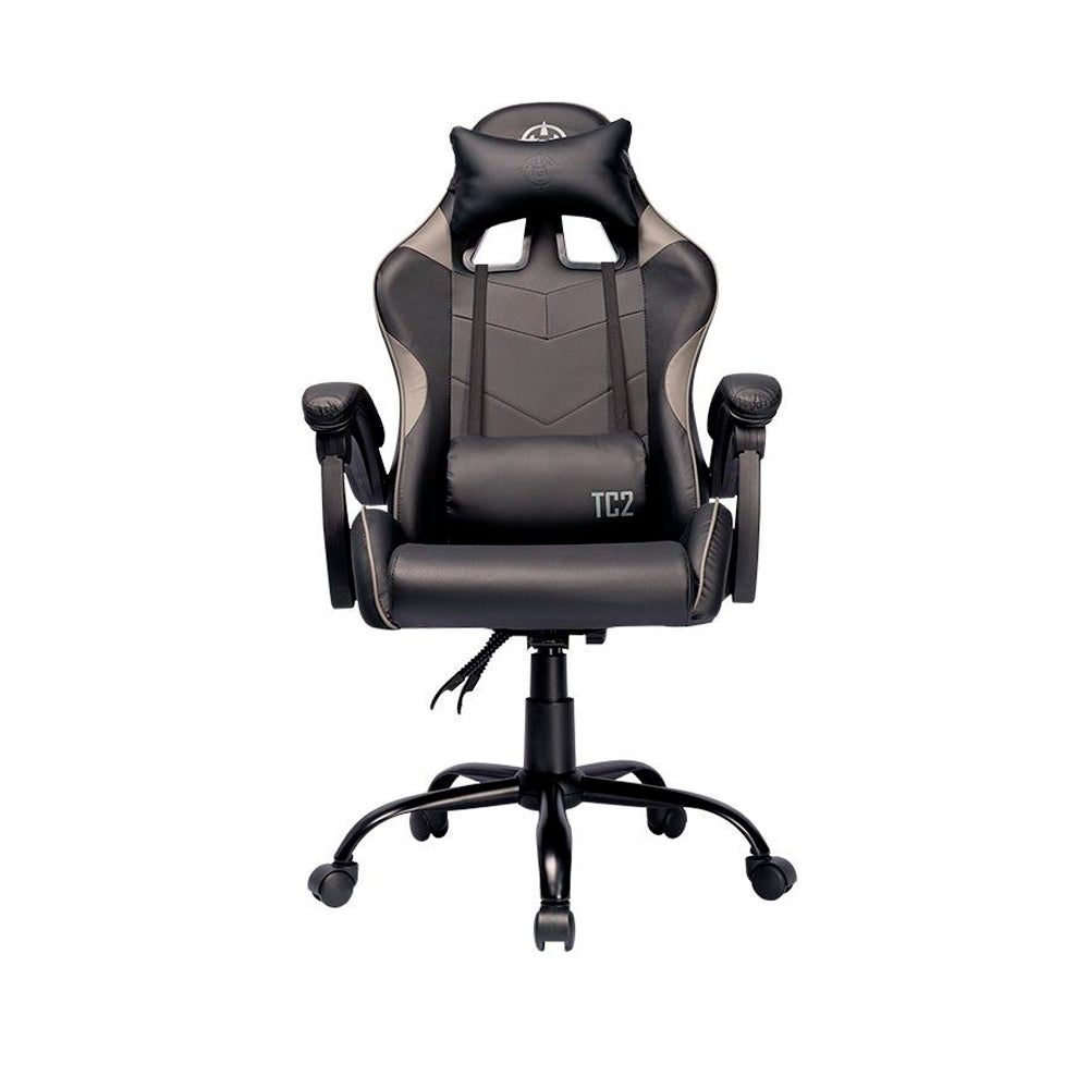 Cadeira Gamer TGT Heron TC2, Encosto Reclinável 90-135º, Suporta 120kg, Espuma de Alta Densidade, Couro PVC, Preto/Cinza