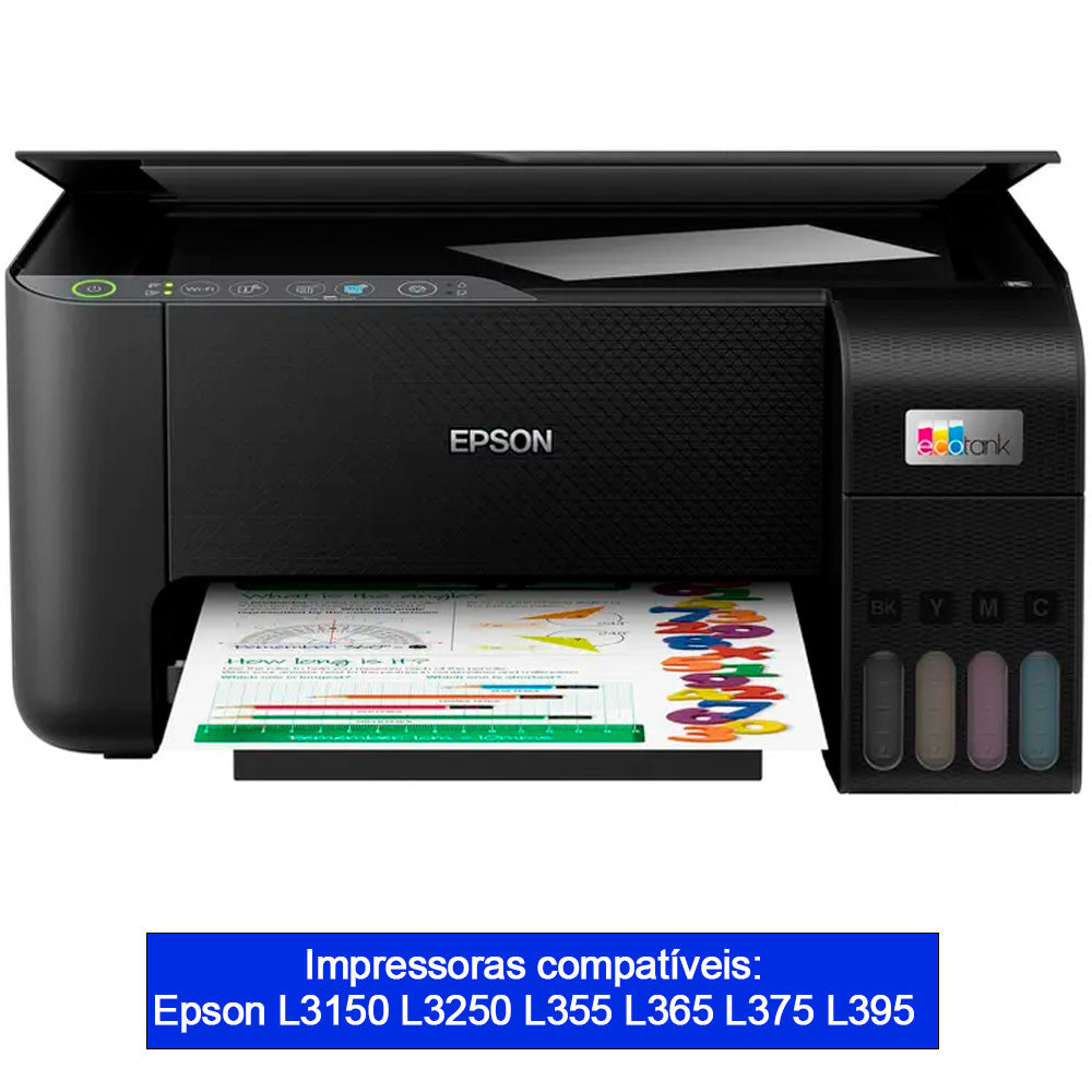 Litro de Tinta Kora Epson Universal Corante BK Preto Compativel Com Epson L3150 L3250  L355 L365 L375 L395