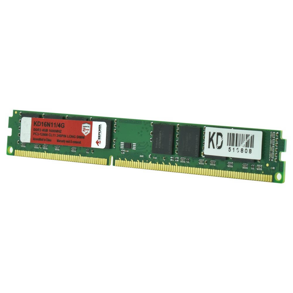 Memória RAM Desktop Keepdata KD16N11/4G, 4GB DDR3 1600MHz, PC3-12800, CL11, 1.5V, 240-Pin UDIMM