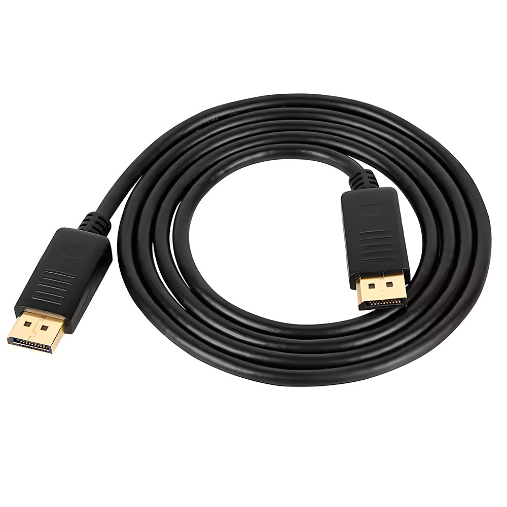 Cabo Displayport (Macho) Para Displayport (Macho) 4K, Cabo 1.8 Metros, Banhado a Ouro, Preto