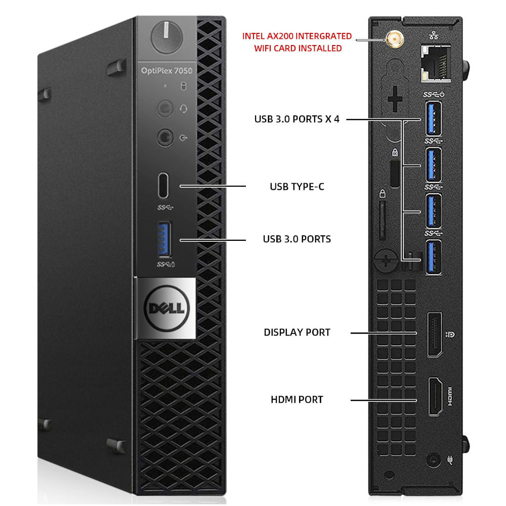 Mini PC Dell OptiPlex 7050 Intel Core i5-7500 7ª Geração, 16GB RAM DDR4, SSD 240GB, HDMI, DisplayPort, Seminovo