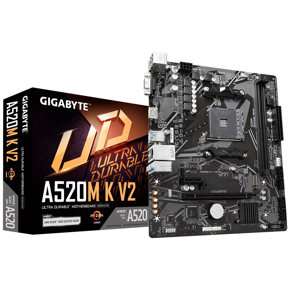 Placa Mãe Gigabyte A520M K V2 (rev. 1.0), AMD, Micro ATX, DDR4 - A520M K V2