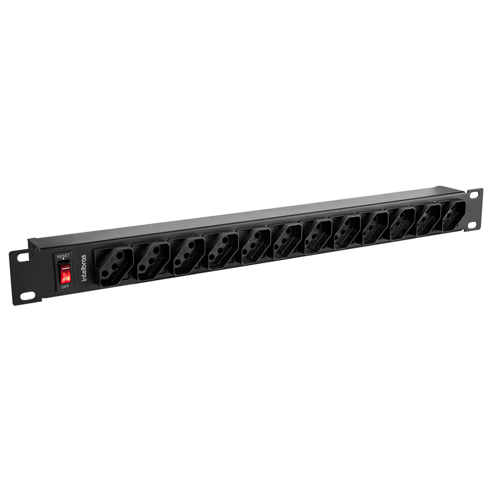 Régua 19 Protetor Eletrônico 12 Tomadas EPR 212+ Intelbras, Filtro de Linha para Rack, 3m, Proteção Surtos e Sobrecarga