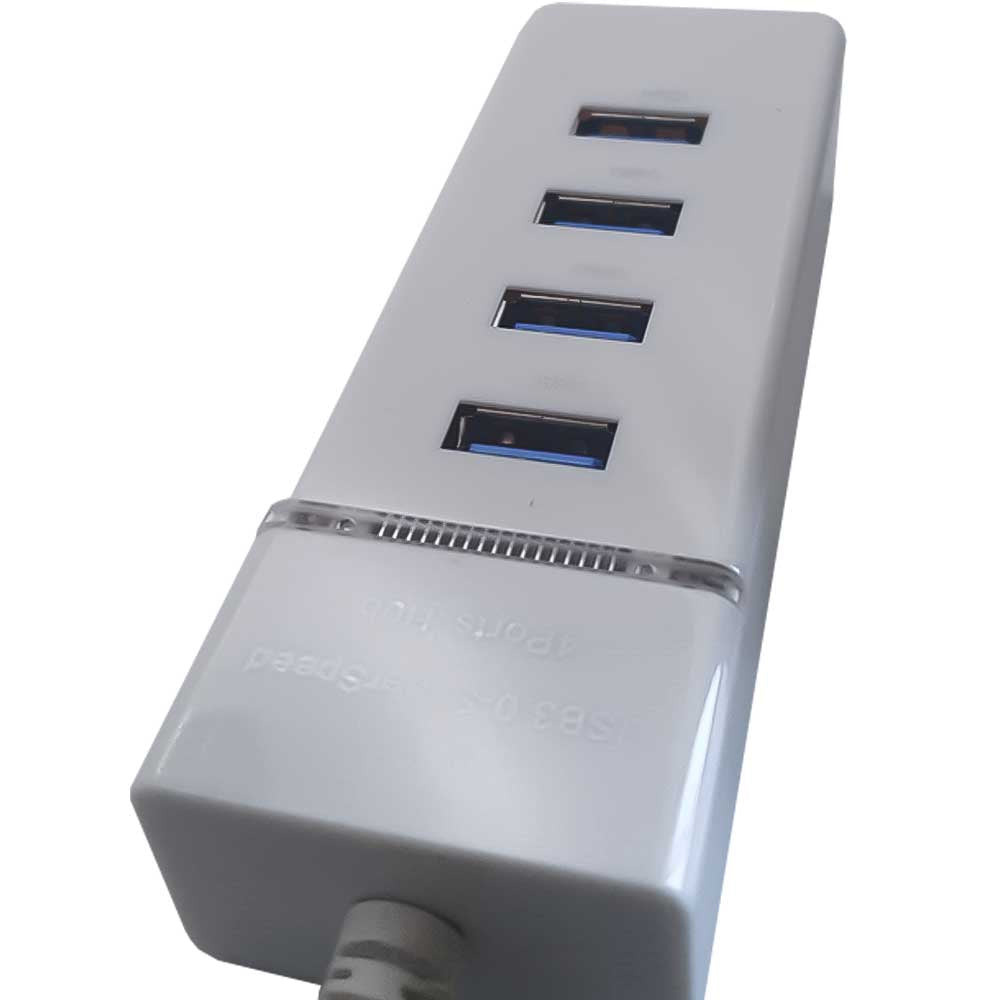 HUB USB 3.0 4 Portas Super Speed 5GBps Slim com Indicador LED Branco - PEI-H303
