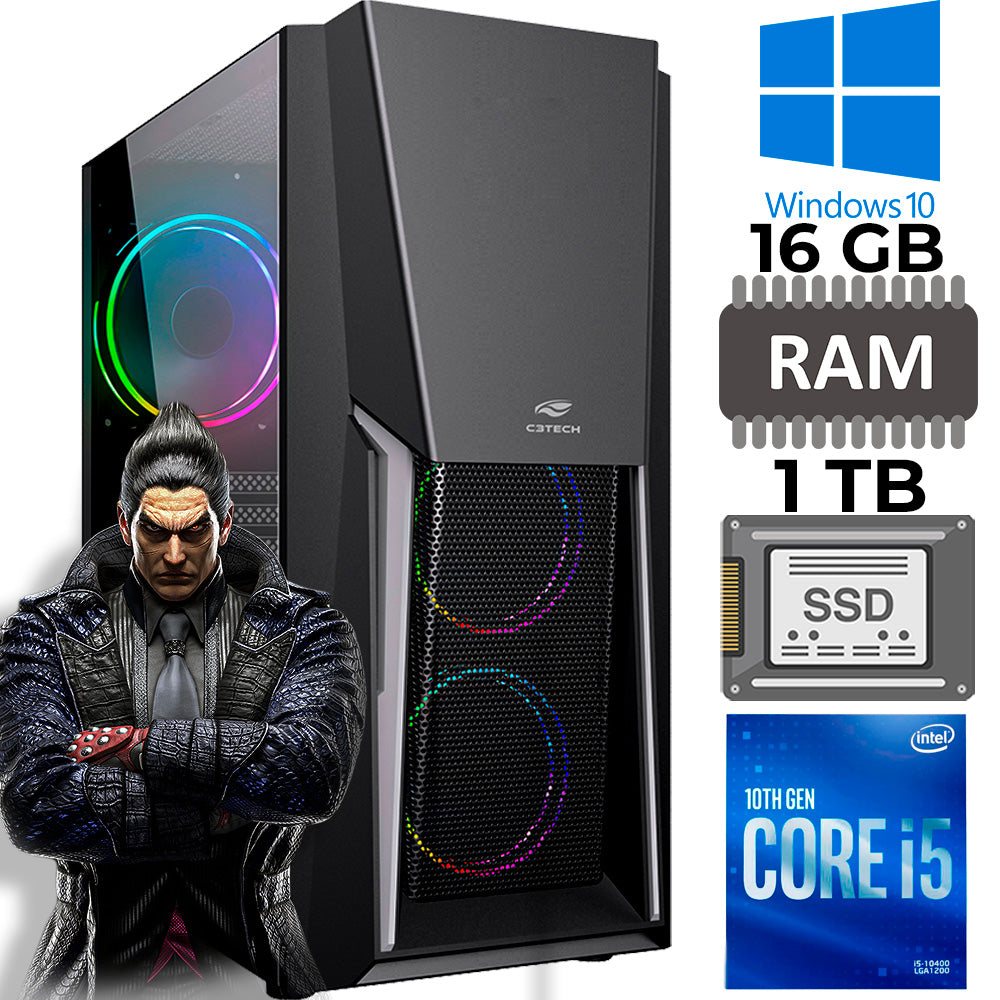 Computador Gamer Intel Core i5-10400F, SSD 1TB, Memória RAM 16GB, Placa de Vídeo 4GB, GTX 1650, MT-G670SBK, Windows